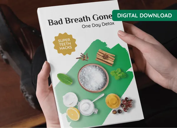 Cover of the Bad Breath Gone One Day Detox e-guide that comes with ProDentim
